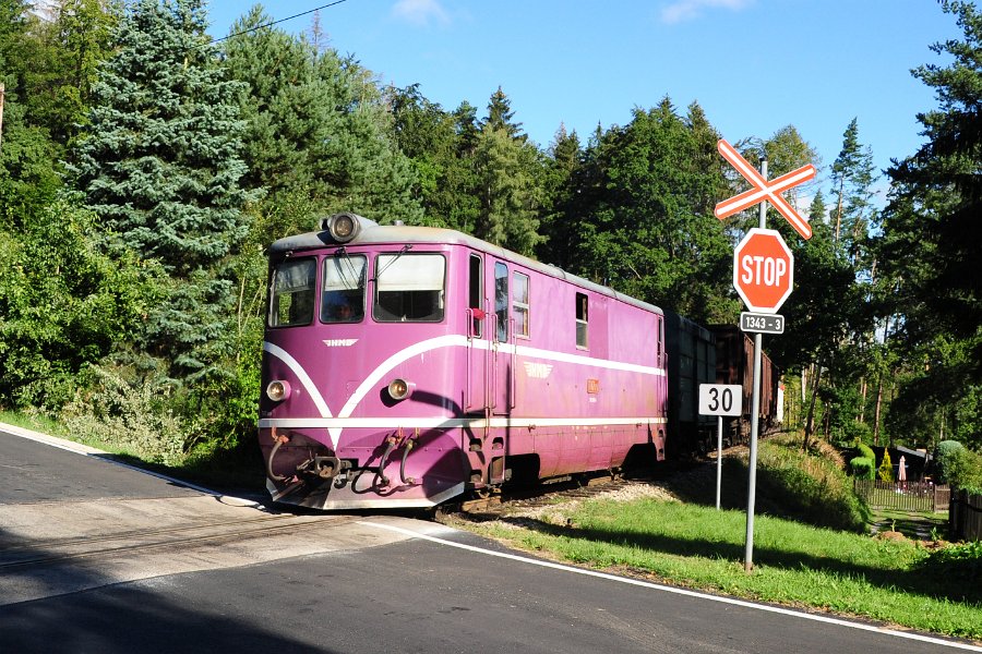 2020.08.27 JHMD T47.019 Jindřichův Hradec - Nová Bystřice Güterverkehr Rollbock (13)